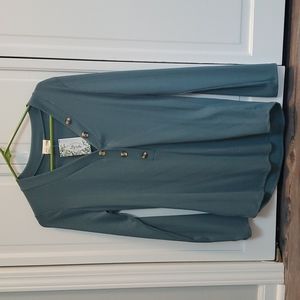 V-neck Henley long sleeve shirt